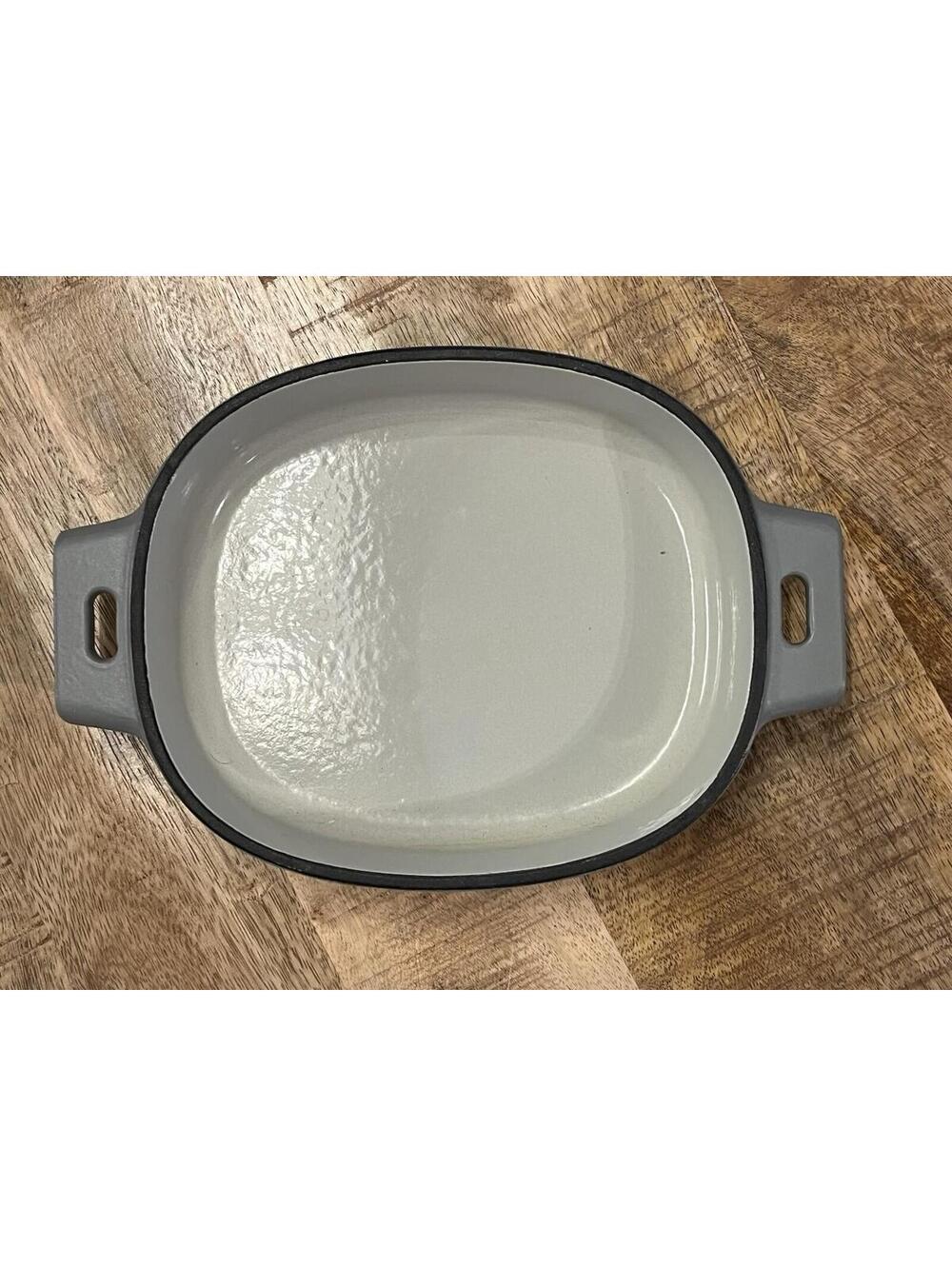 Pampered Chef GRAY Enameled CAST IRON 1 Qt BAKER w/Handles - NWOT